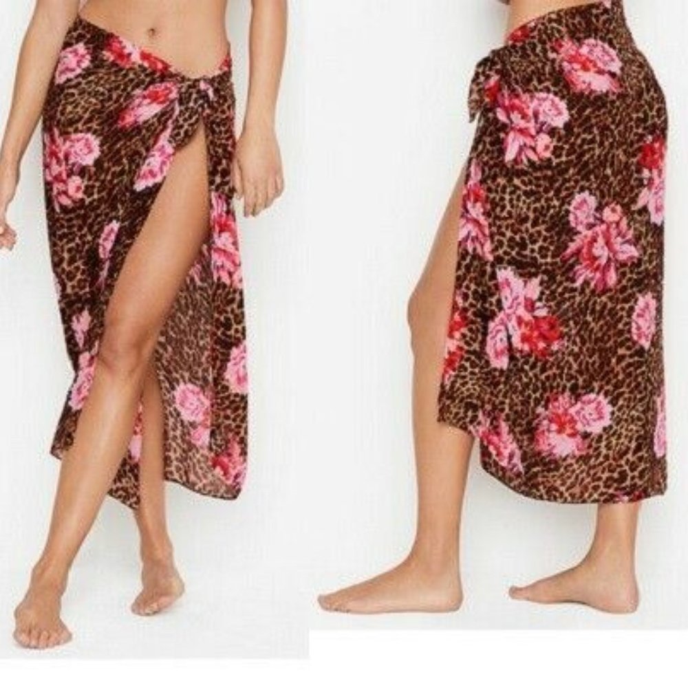 CUTE Victoria’s Secret Sarong Cover-up Cheetah Peony, O/S.